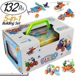 JieTengFei Building Toys Stacking Blocks Cars Airplane DIY Kits to Build 5-in-1 STEM Toys Creative Stacking 132Pcs Education Construction Engineering Gifts for Kids Boys and Girls Toys 132 Pcs B079DQS4CT